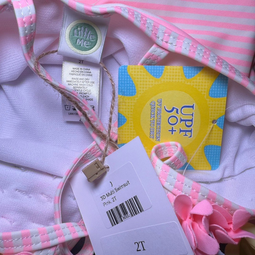 Pink Striped Ruffle Swimsuit - Picture 3 of 3